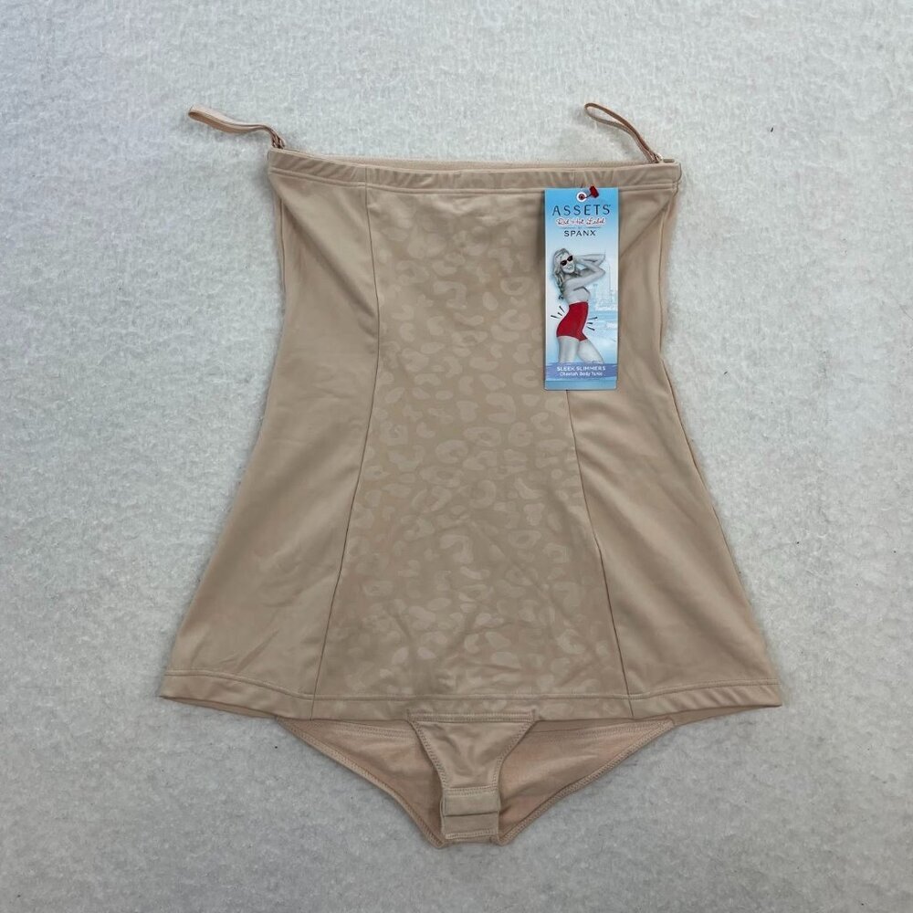 Assets Red Hot Label Spanx Nude Sleek Slimmers Cheetah Body Tunic Shape-wear L